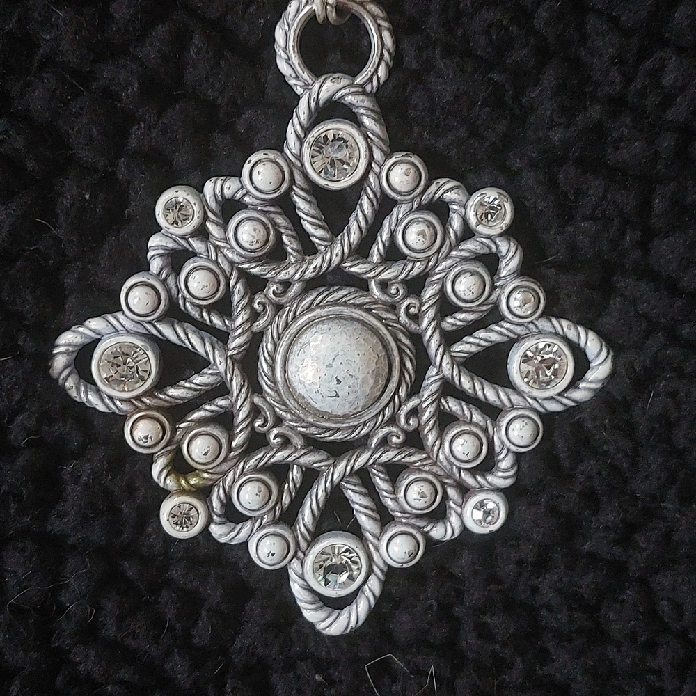 Brighton Silver And Rhinestone Statement Necklace… - image 1